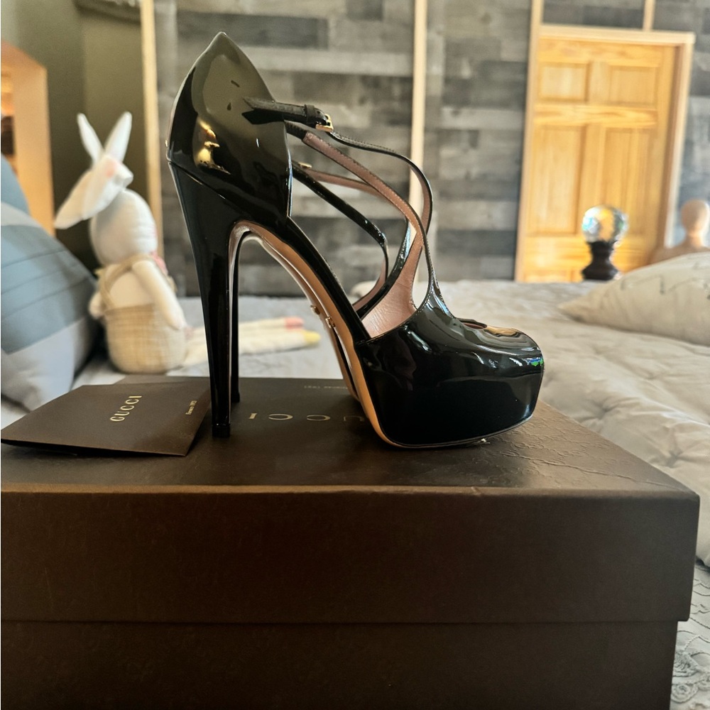 Gucci Black Patent Leather Platform Stiletto Heels - Picture 5 of 5